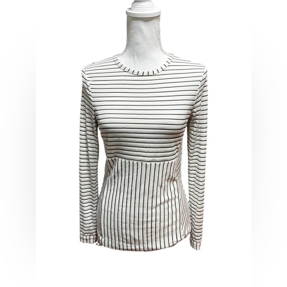Derek Lam 10 C X Athleta Medium Madison Ave Stripe Top Long Sleeve Activewear